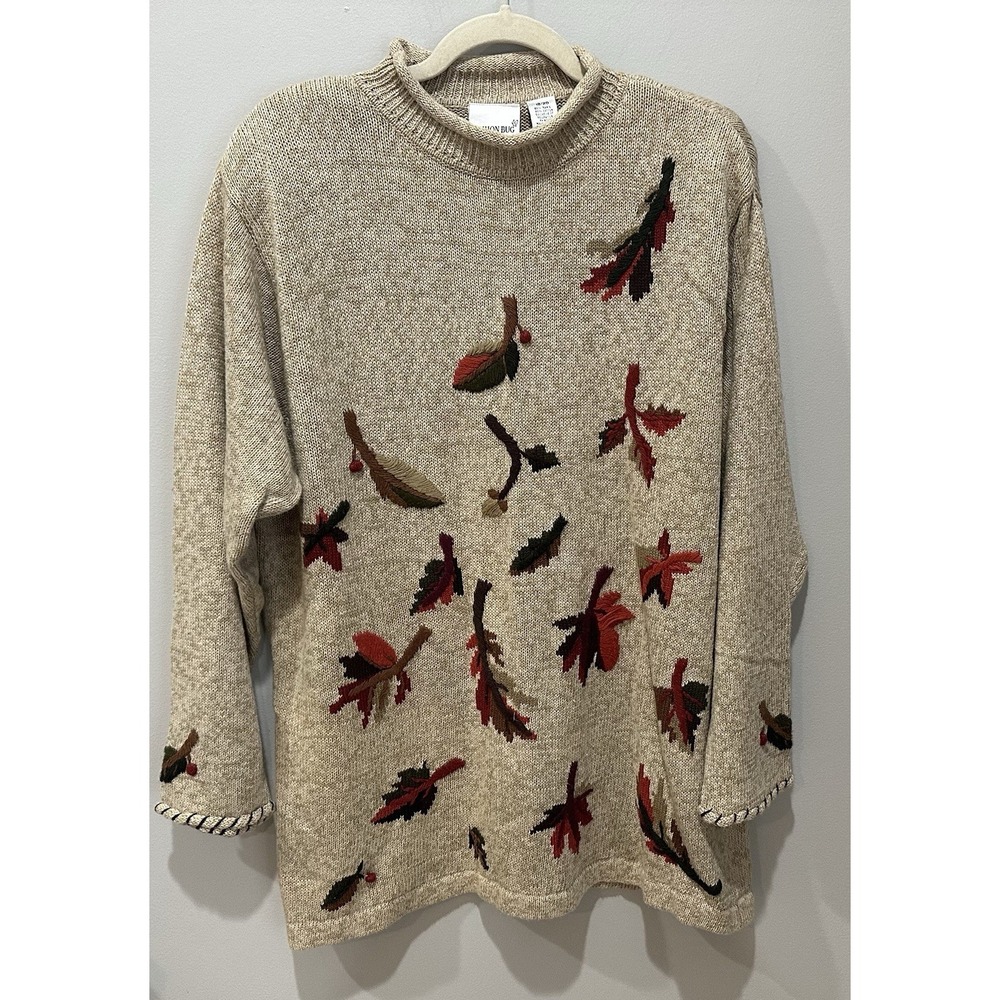 VTG Y2K Fashion Bug Plus 18/20 Embroidered Leaf Sweater Fall Cottagecore NWT